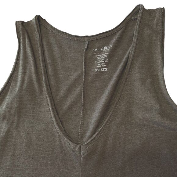 Natural Life Jumpsuit One Size Oversized Green Jersey Wide Leg V-neck Pockets - Picture 7 of 14